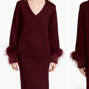 WAYF Bethany Feather Trim Sweater